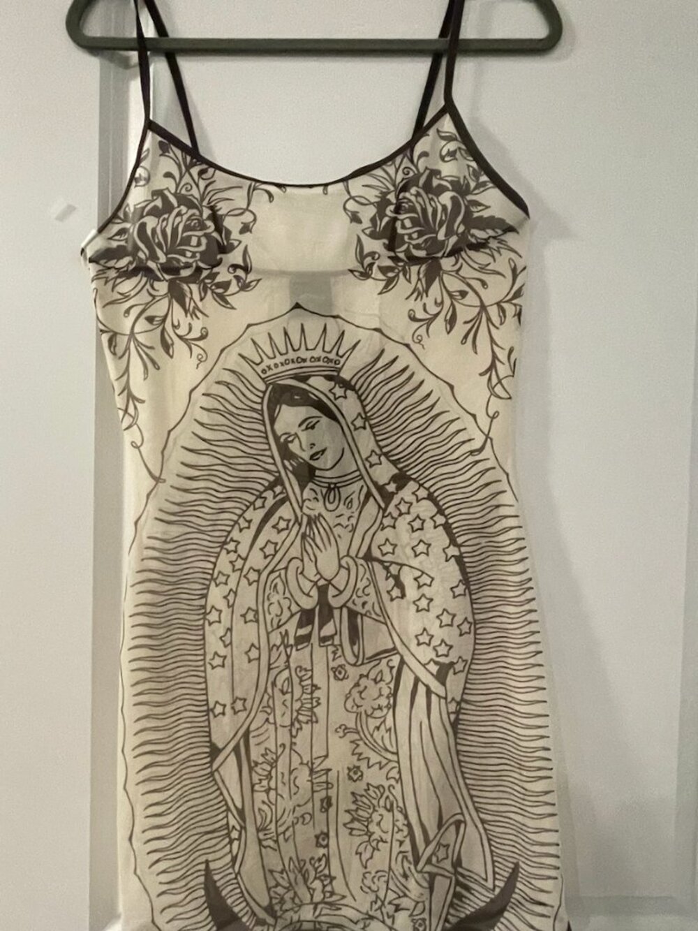 Ed Hardy Mary Mesh Tattoo Print Mini Dress Cover Up XL NWT